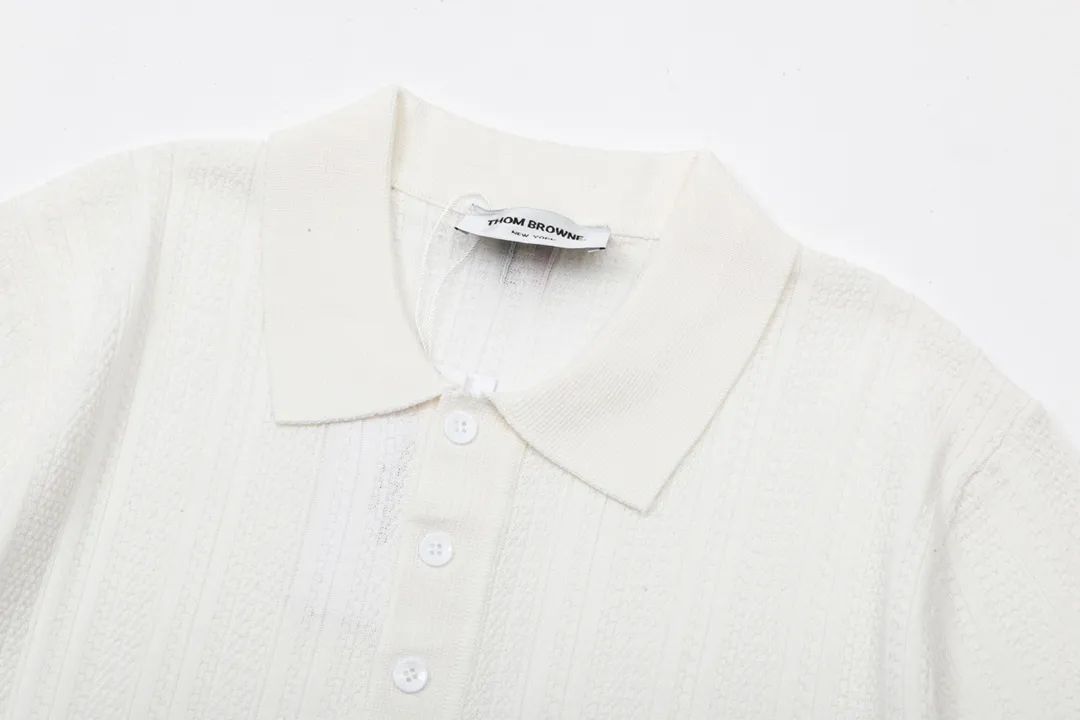 Thom Browne ➡️ POLO ， Retro Same Style Polo Versatile : White Size：M-3XL